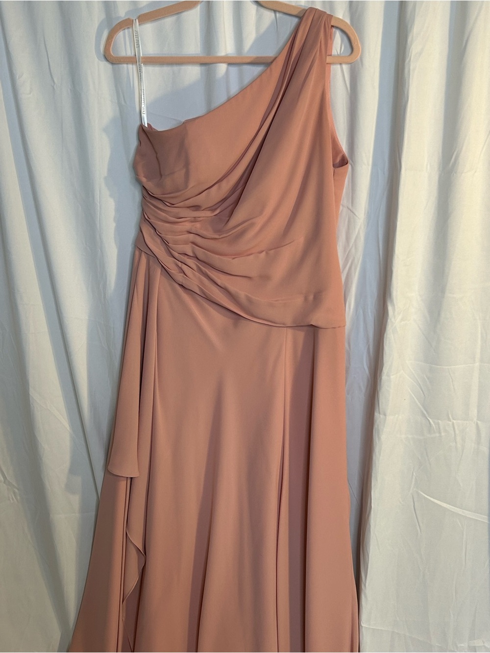 David's Bridal One-Shoulder Mauve Pink Evening Gown